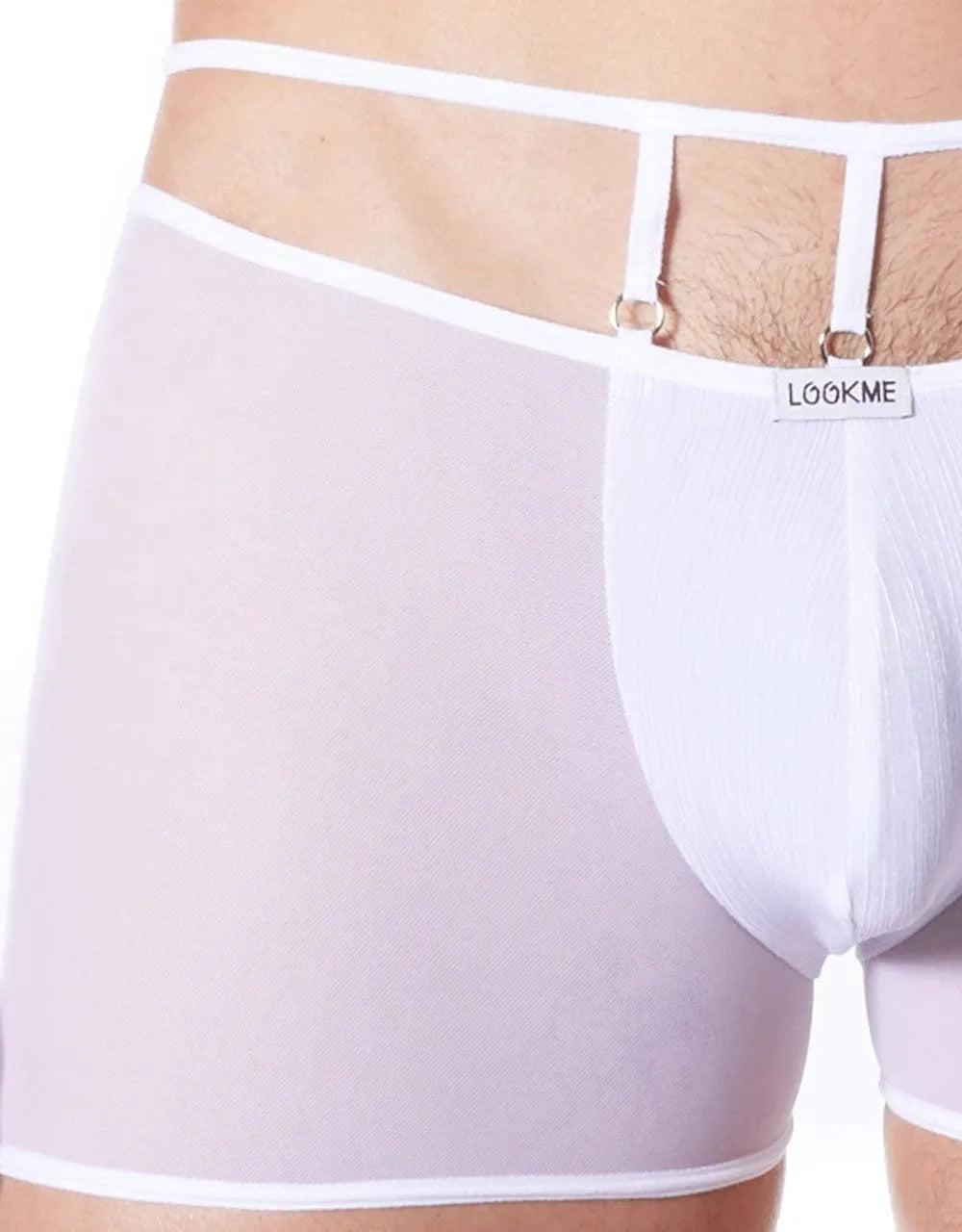 Boxer Sexy Blanc Homme Tissu Brillant