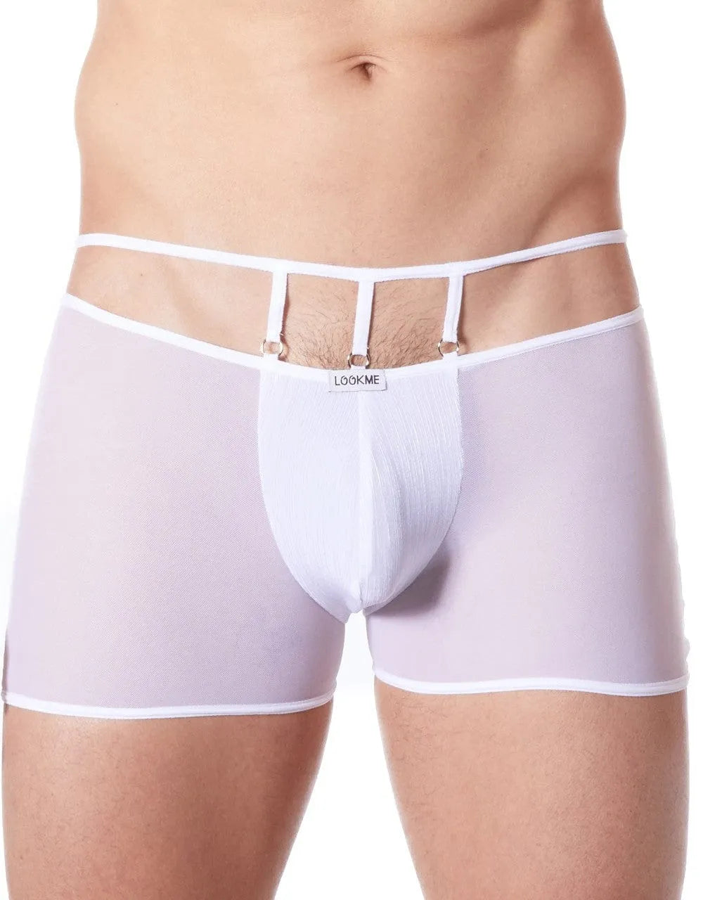 Boxer Sexy Blanc Homme Tissu Brillant
