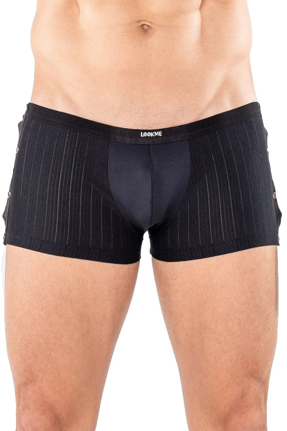 Boxer noir LOOKME Jumbo avec boutons pressions, design moderne, confort optimal, 80% polyamide, 20% spandex.