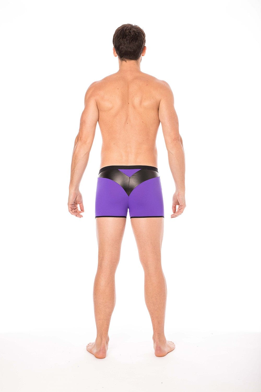 Boxer violet simili cuir brillant - LM2001-67PUR