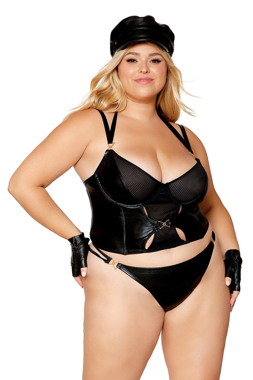 Bustier wetlook grande taille et string assorti noir - DG12761XBLK