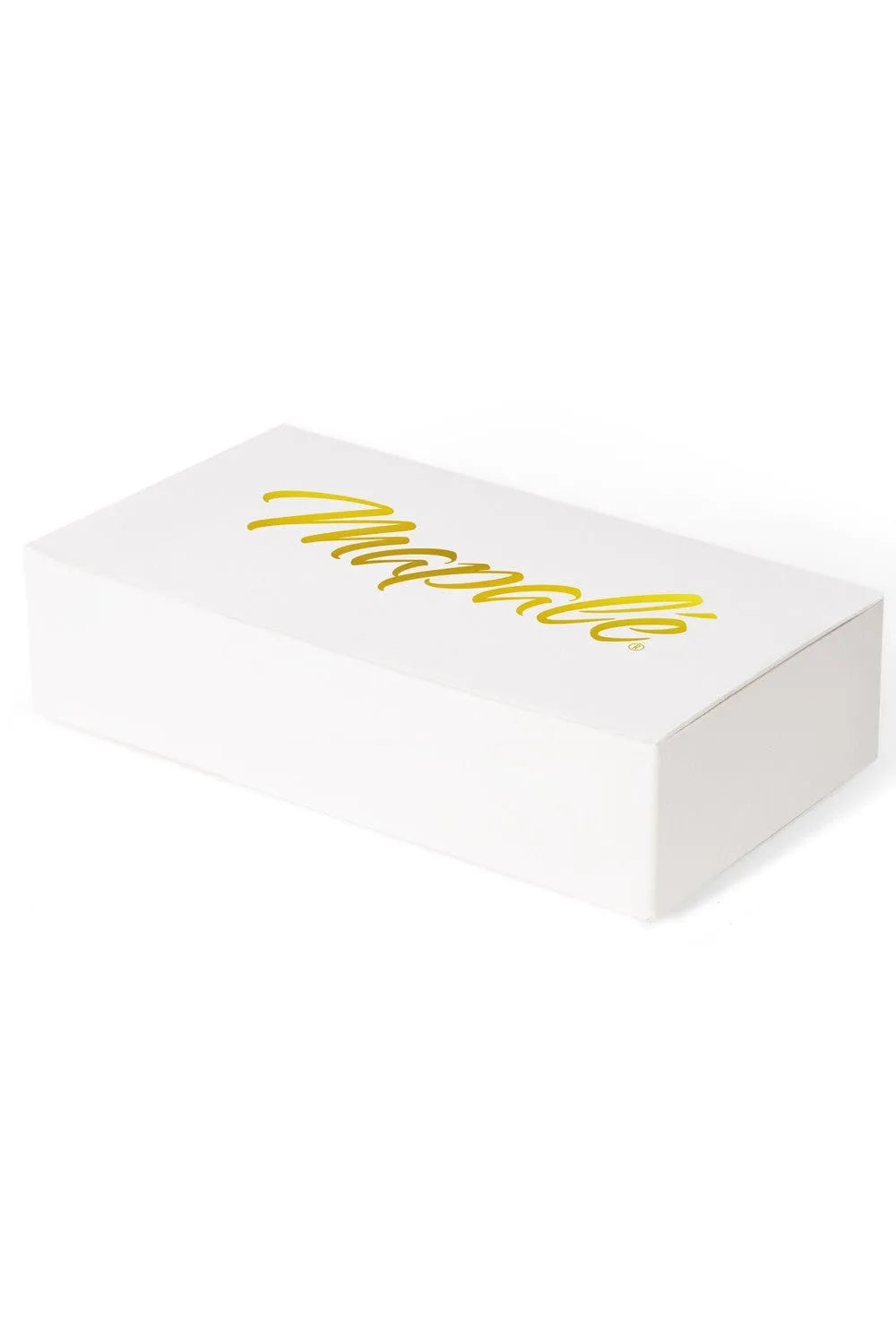 Boîte blanche élégante pour cache-tétons plaqués or 24 carats, idéale pour cadeau, avec inscription dorée.