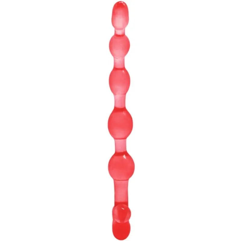 Chapelet anal rouge Flex TPR submersible, perles graduées, flexible, pour sensations aquatiques, plaisir et confort.