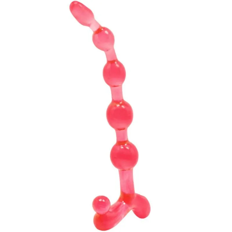 Chapelet anal rose Flex TPR submersible, perles graduées, flexible, idéal pour sensations aquatiques.