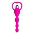 Chapelet anal ondulé vibrant rose silicone médical ABS vibreur intégré poignée retrait rapide sensations intenses longueur 17 centimètres diamètre progressif