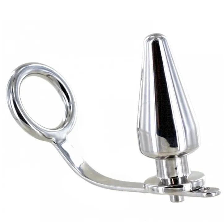 Cockring Bdsm Acier Chirurgical Avec Plug Anal