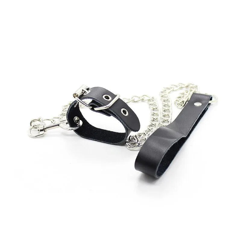 Cockring En Cuir Avec Chaîne Ajustable