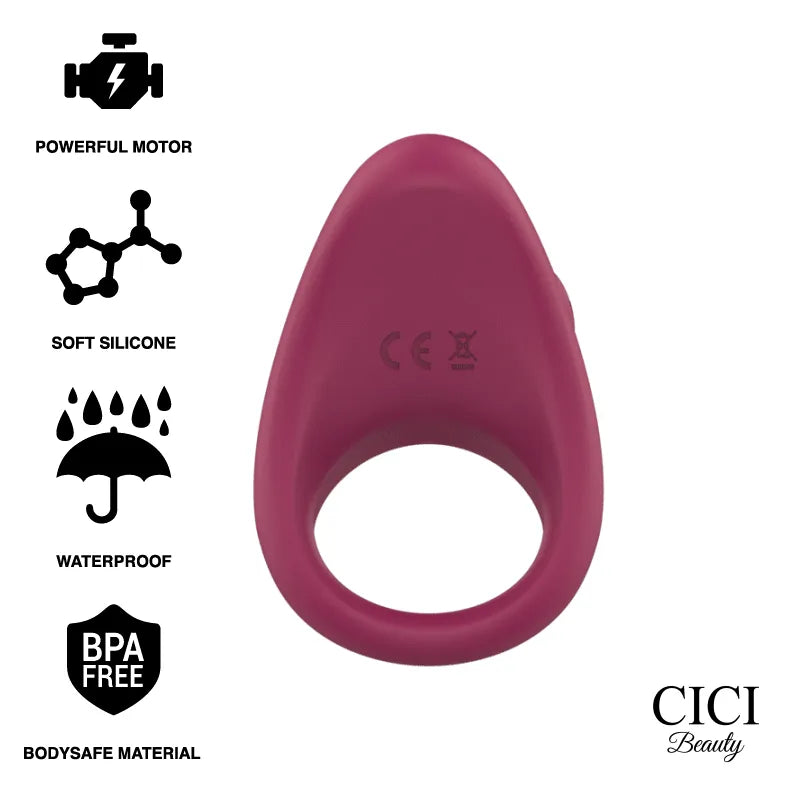 Cockring Silicone Rouge Étanche Vibrations