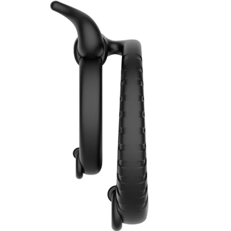 Cockring silicone noir étanche, design ergonomique, texture lisse, usage couple, moments intimes, plaisir aquatique.