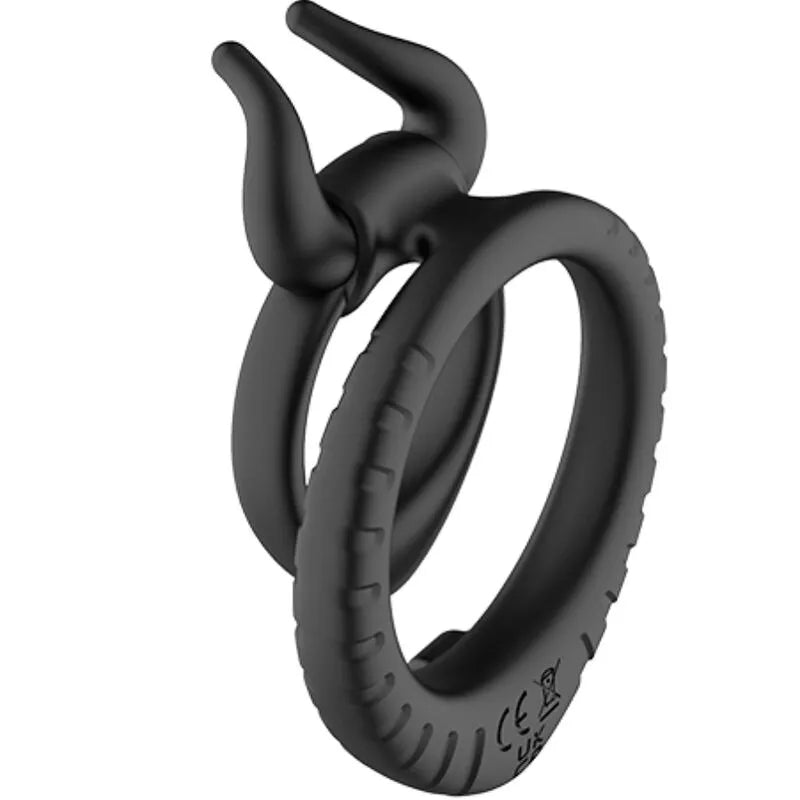 Cockring silicone noir étanche pour couple, design ergonomique, texture nervurée, idéal pour plaisir aquatique.