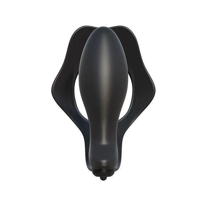 Cockring noir en silicone Elite avec stimulateur de prostate intégré, design ergonomique pour plaisir masculin optimal.