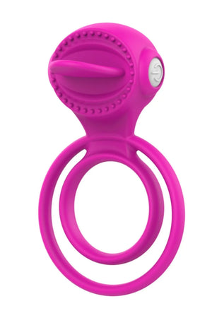 anneau pénien vibrant double anneaux silicone doux extensible ergonomique maintien testicules stimulation clitoridienne langue vibrante piles incluses confort plaisir