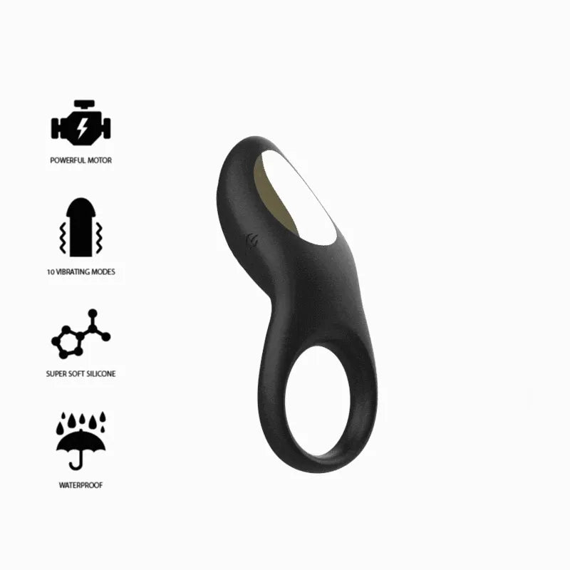 Cockring Vibrant Télécommandé Silicone Noir