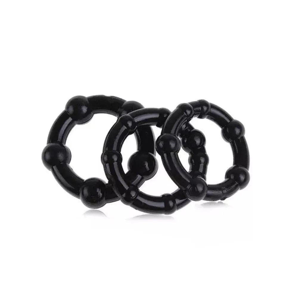 Cockrings Noirs Extensibles Avec Billes Stimulantes