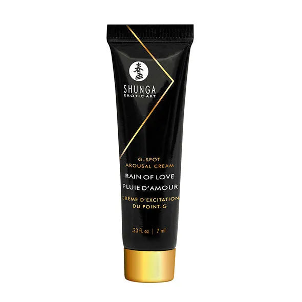 Crème d'excitation Shunga noire et dorée, 7 ml, pour couples explorant de nouvelles sensations intimes.