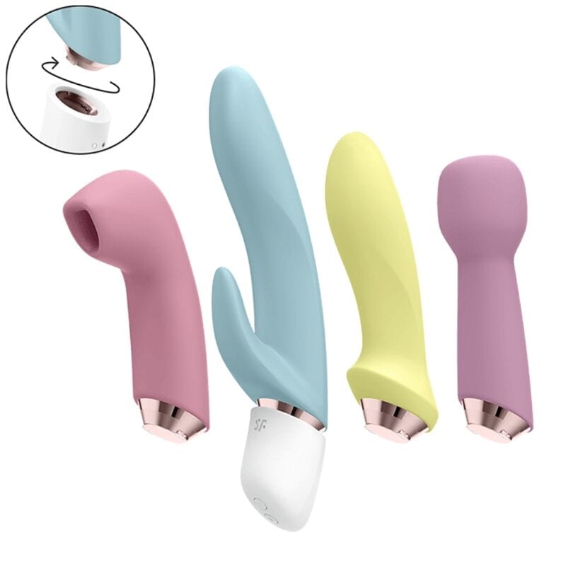 Coffret Vibromasseur Silicone Interchangeable 4-En-1