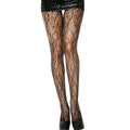Collant Fantaisie Noir Résille Florale Mi-Saison
