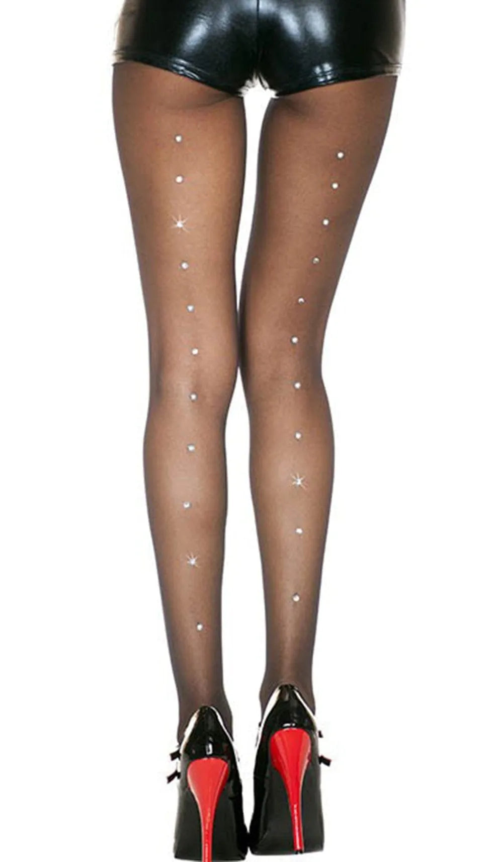 Collant Noir Transparent Avec Strass Music Leg
