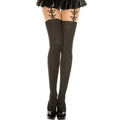 Collant Nylon Noir Semi Opaque Avec Jarretelles