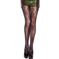 Collant Résille Noir Motif Floral