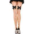 Collants Autofixants Fantaisie Pois Noirs Nœud Satiné