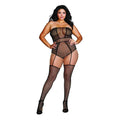 Combinaison Bodystocking Grande Taille Avec Porte-Jarretelles Intégré