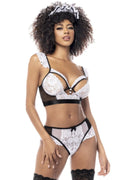 Costume Femme De Chambre Résille Noire À Pois