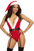Costume Sexy De Mère Noël Avec Body Et Porte-Jarretelles