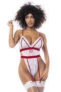 Costume Sexy Infirmière Body Blanc Échancré