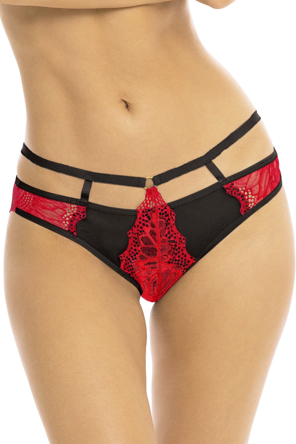 Culotte échancrée rouge et noir - REN1171-RED