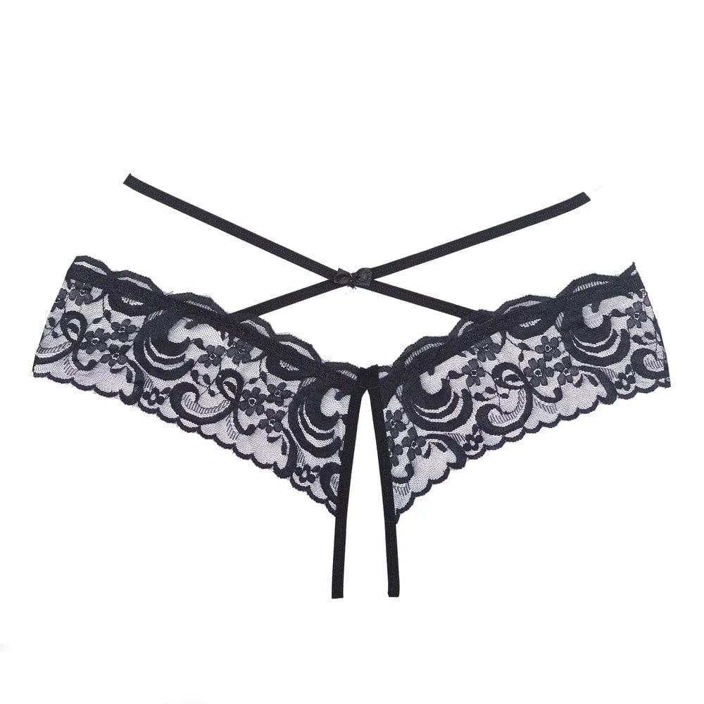 Culotte Noire En Dentelle Ouverte Sexy