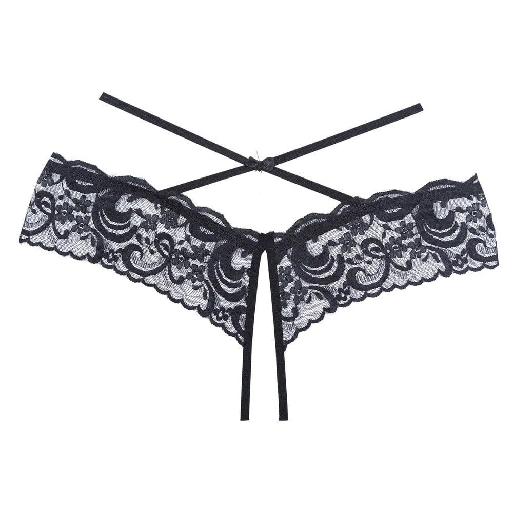 Culotte Noire En Dentelle Ouverte Sexy