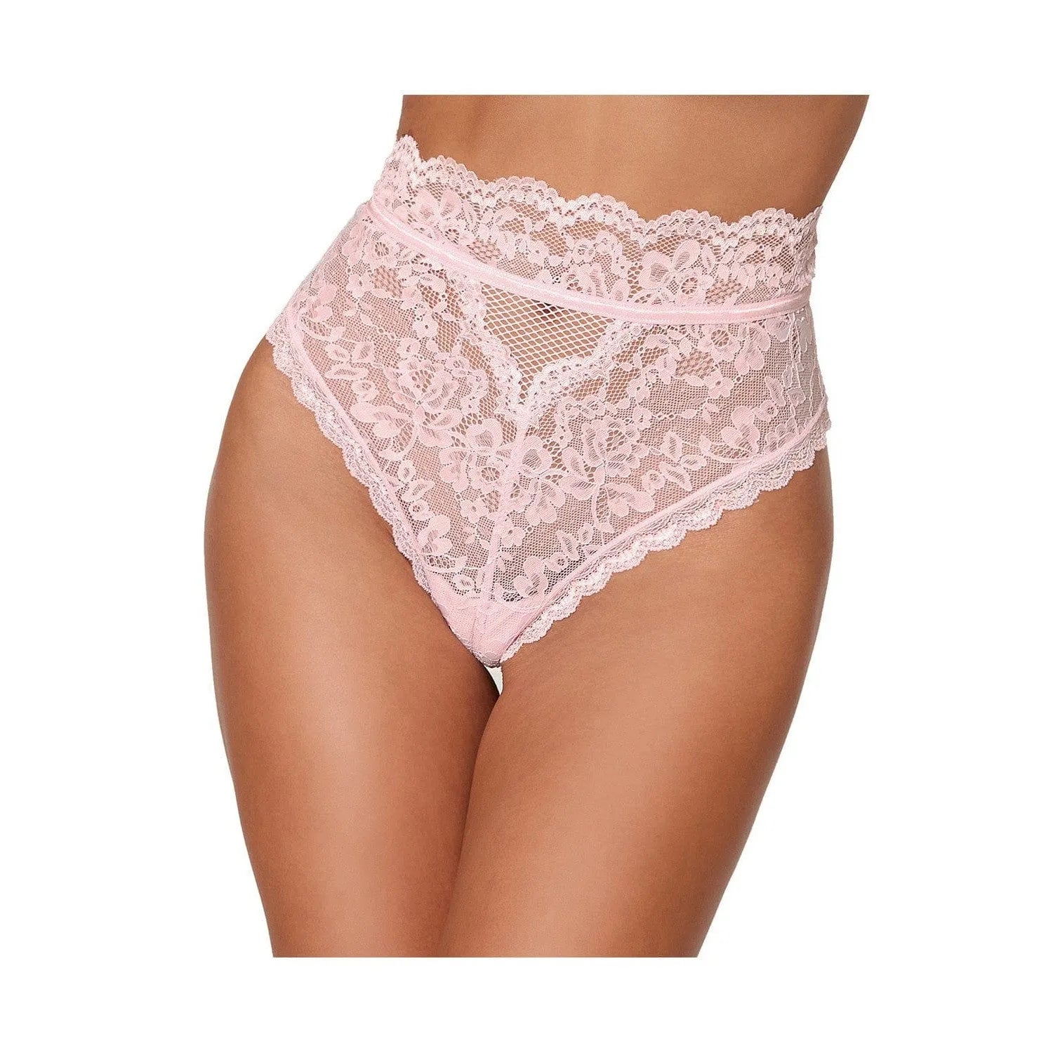 Culotte Rose Taille Haute En Dentelle Élégante