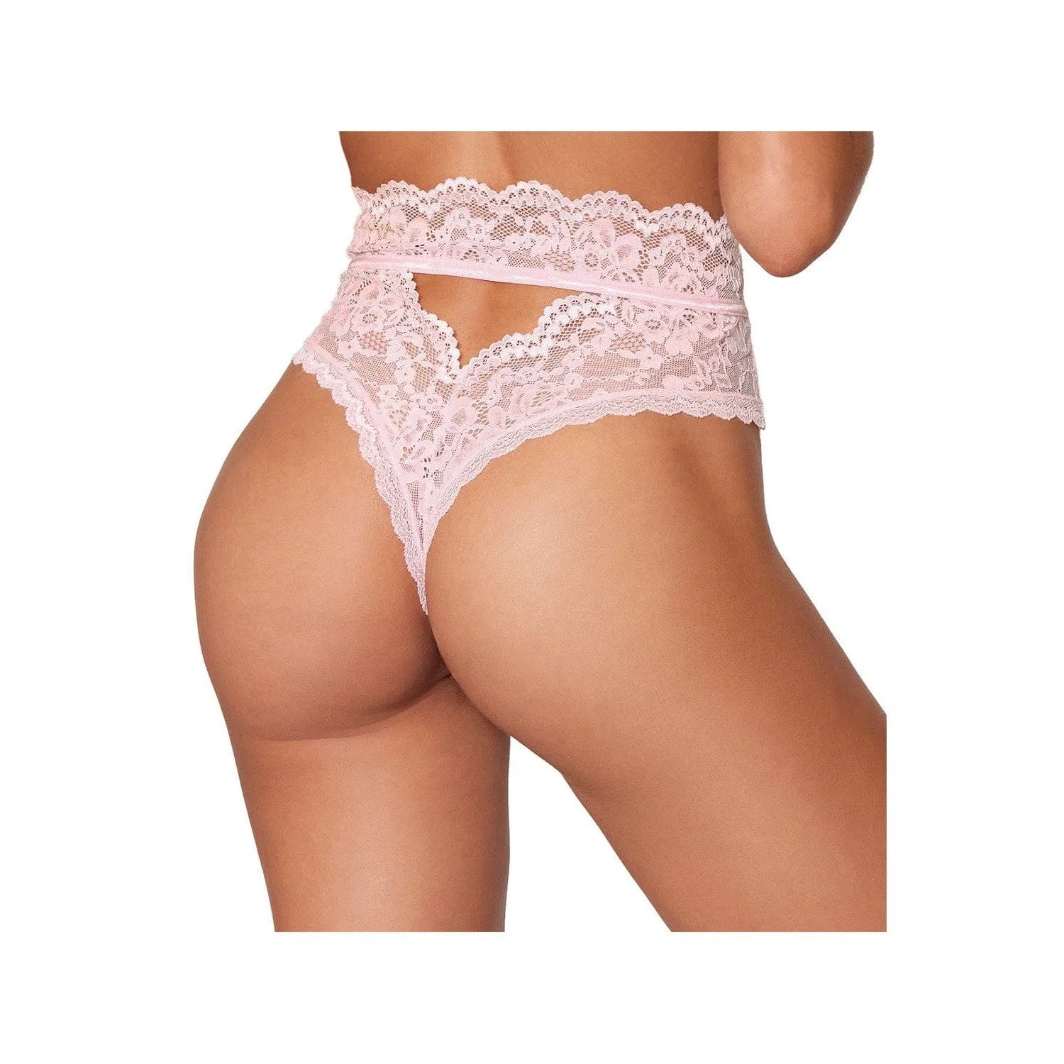 Culotte Rose Taille Haute En Dentelle Élégante