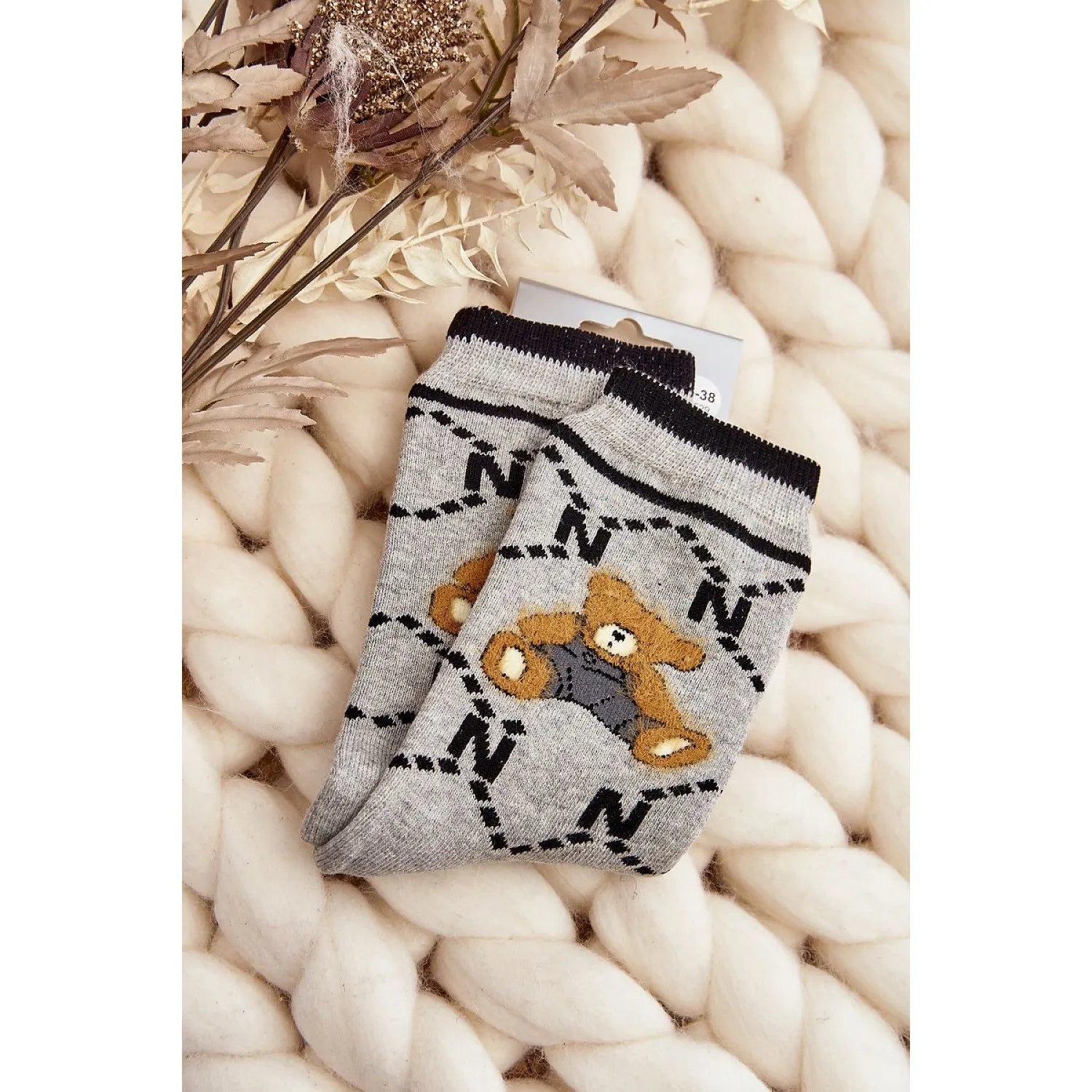 Chaussettes chaudes femmes ourson coton ajustées journées froides model 191174