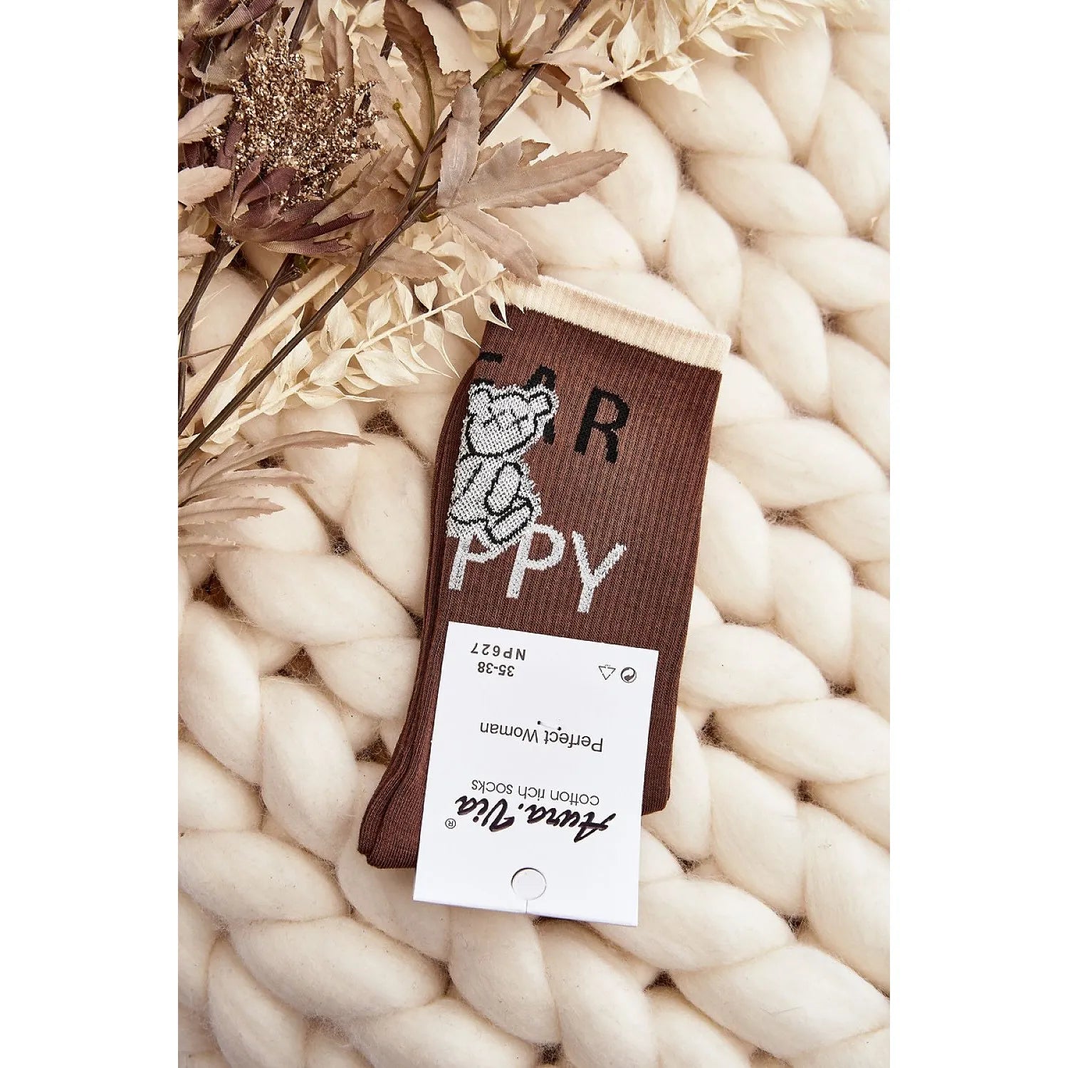 Chaussettes cheville coton femme ours peluche cadeau Noël jours froids