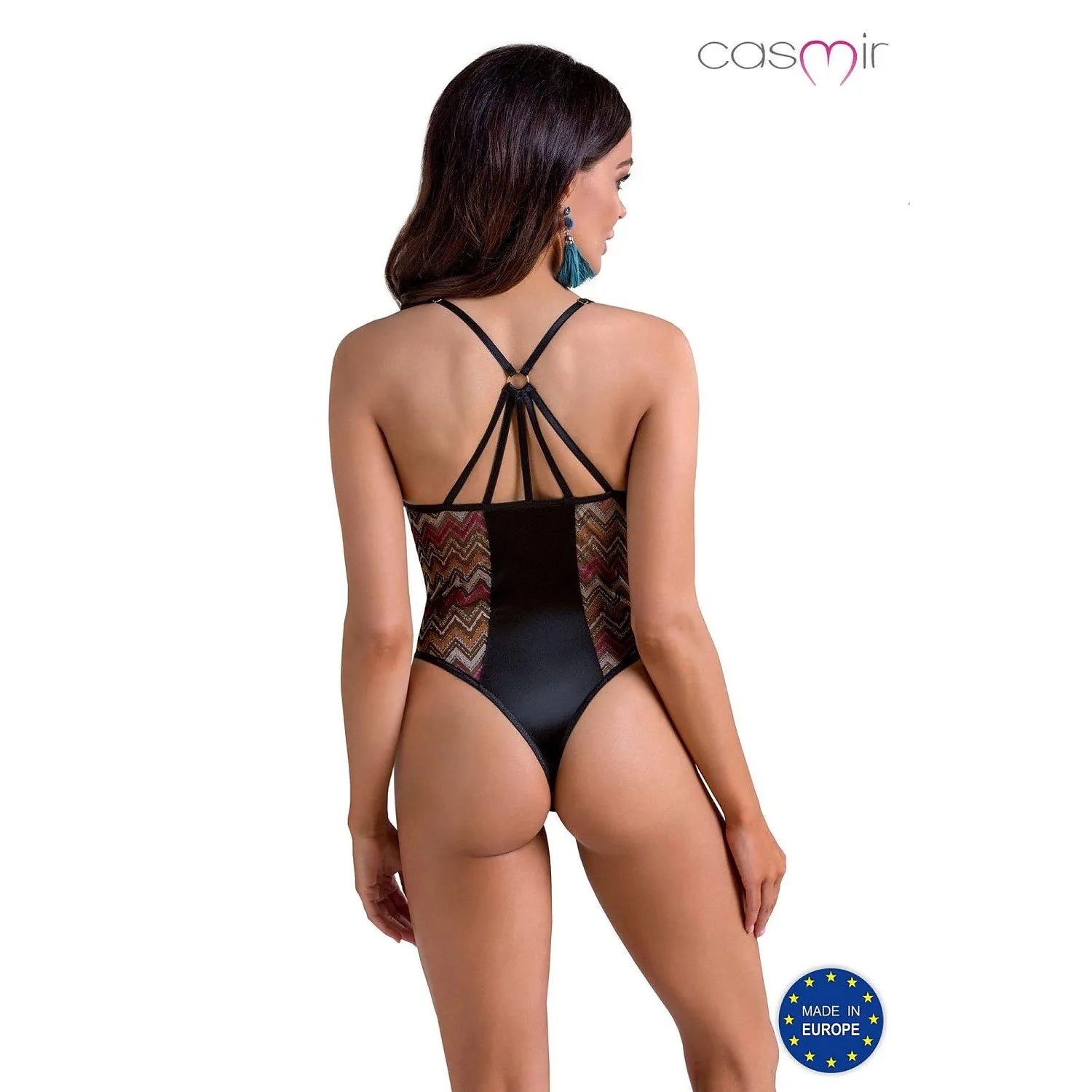 Body Lagerta Casmir en dentelle noire avec bretelles croisées, taille 2XL/3XL, fabriqué en Pologne, élégant et sensuel.