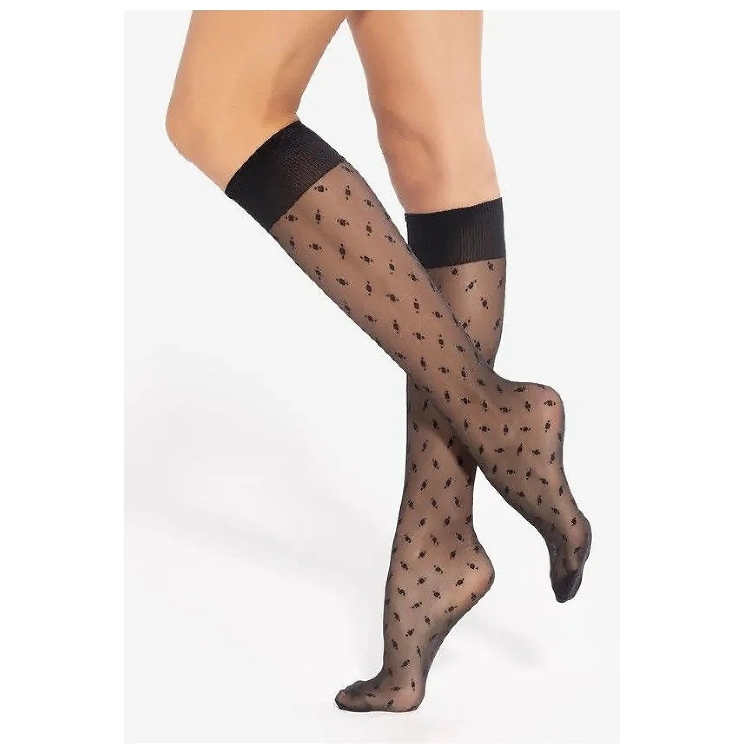 Chaussettes hautes noires Gatta 218772, semi-mat 20 DEN, motif subtil, bord élastique, confort et élégance.