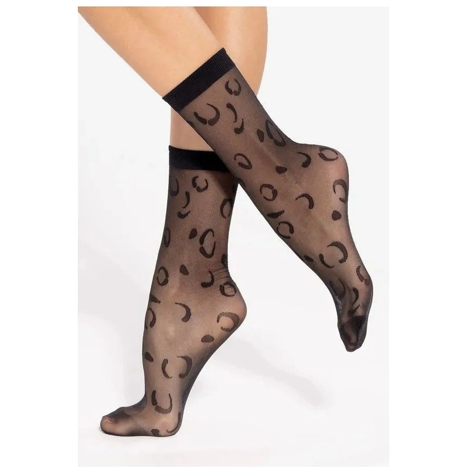 Chaussettes hautes noires Gatta 218777 avec motif subtil, semi-mat 20 DEN, bord côtelé sans pression, élégance et confort.