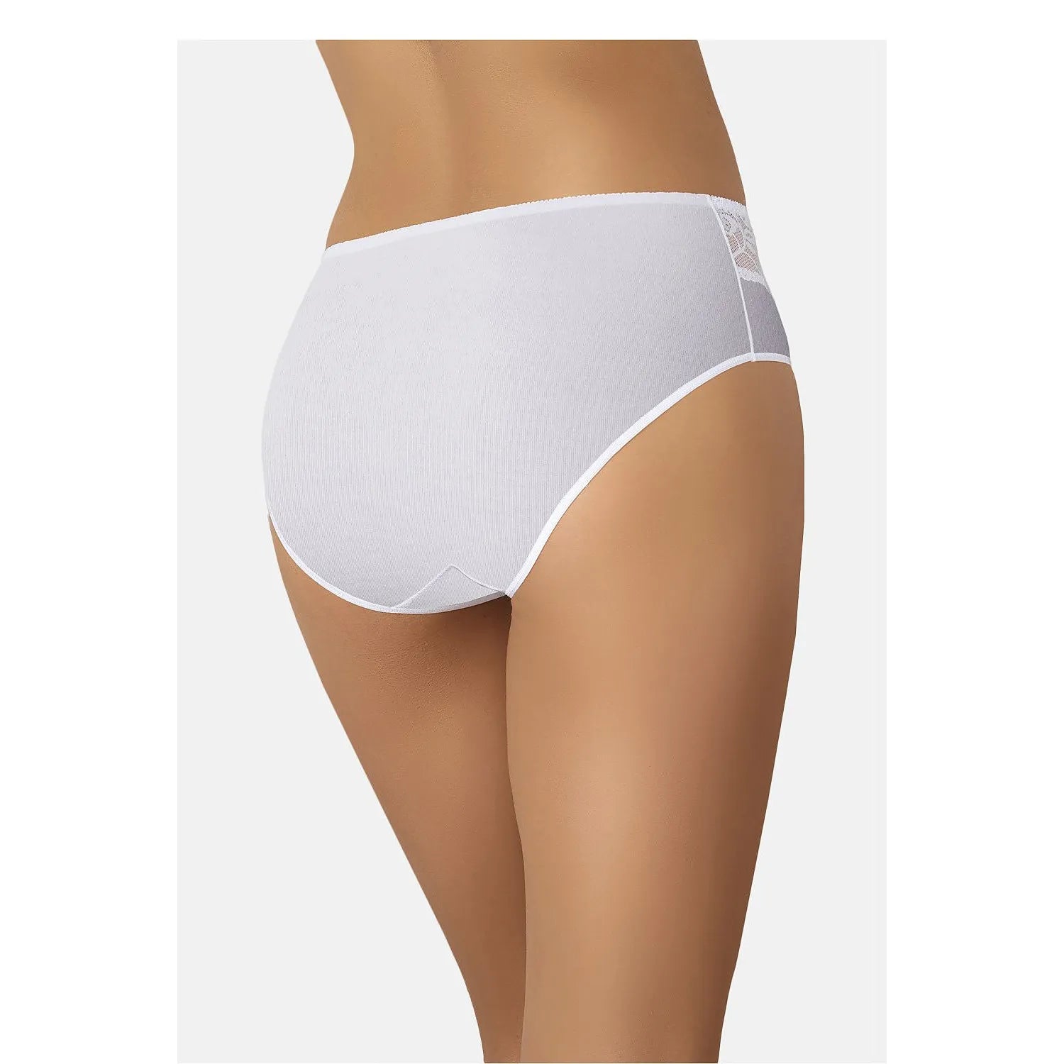 Culottes blanches en coton avec dentelle florale délicate, coupe classique couvrante, élastique non comprimant.