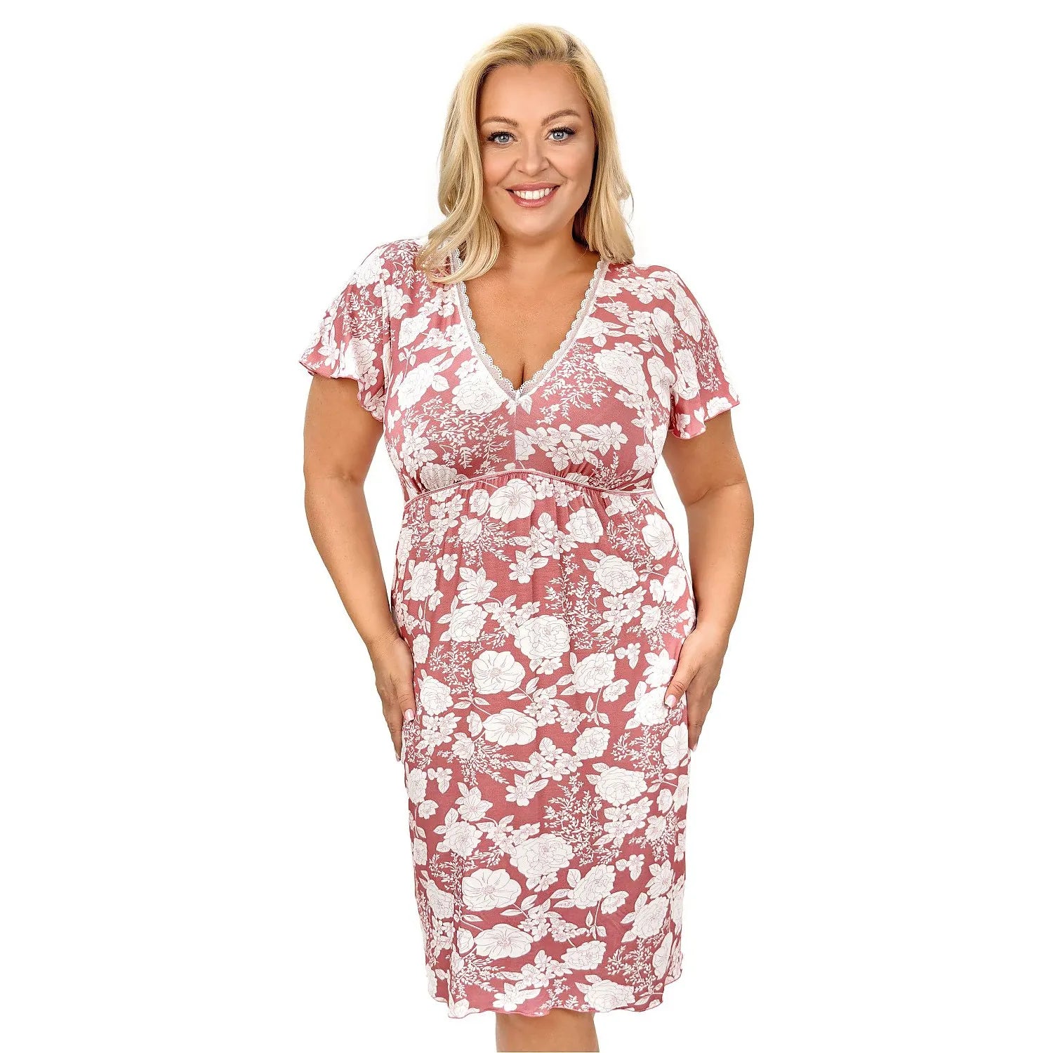 Chemise de nuit ample femme grande taille dentelle confortable viscose