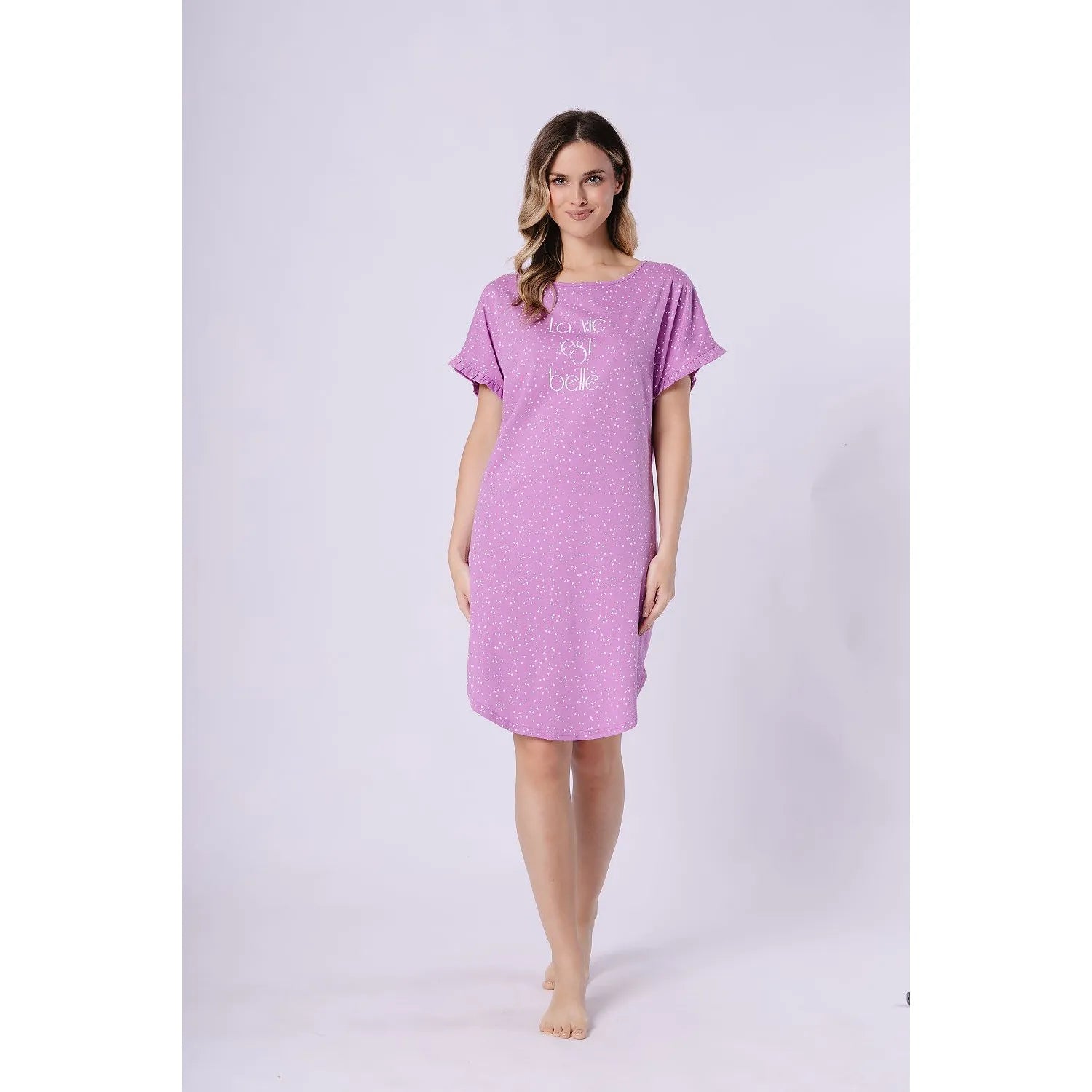 Chemise de nuit coton confortable volants imprimé cadeau femme M-Max