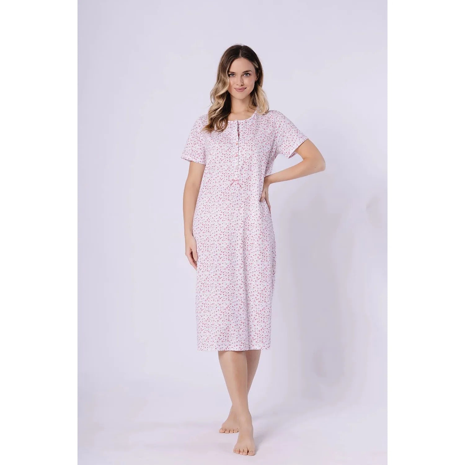 Chemise nuit coton imprimé col rond manches courtes M-Max