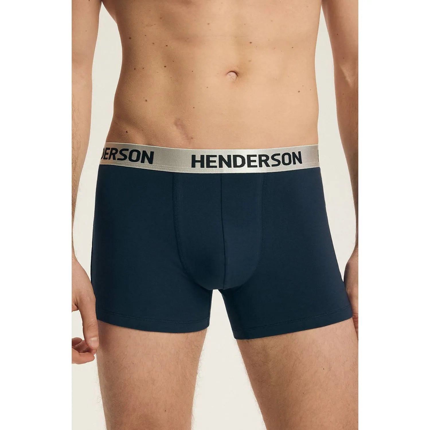 Boxers homme bleu marine, coupe ajustée, ceinture sportive, coton élasthanne, confort moderne.