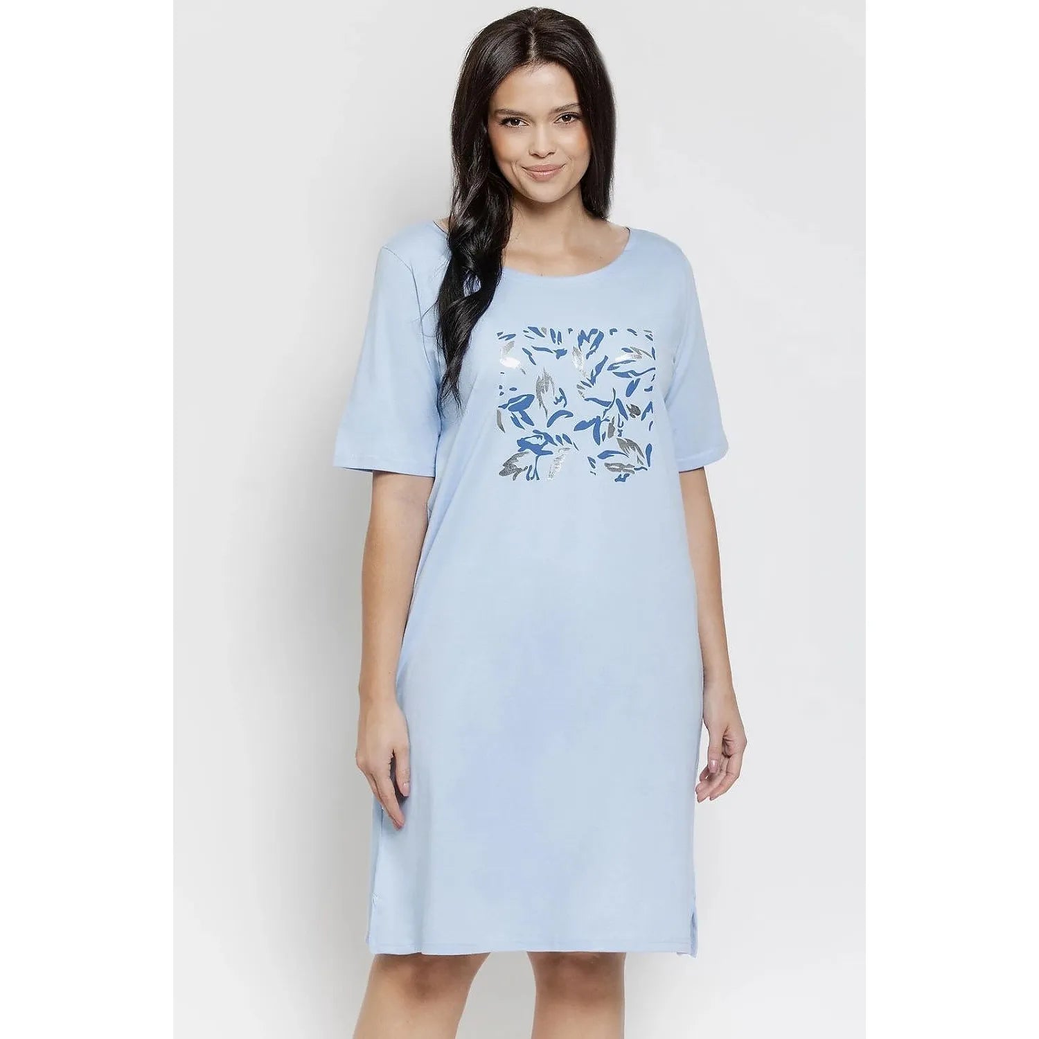 Chemise de nuit grande taille coton confortable élégante manches courtes motif mode
