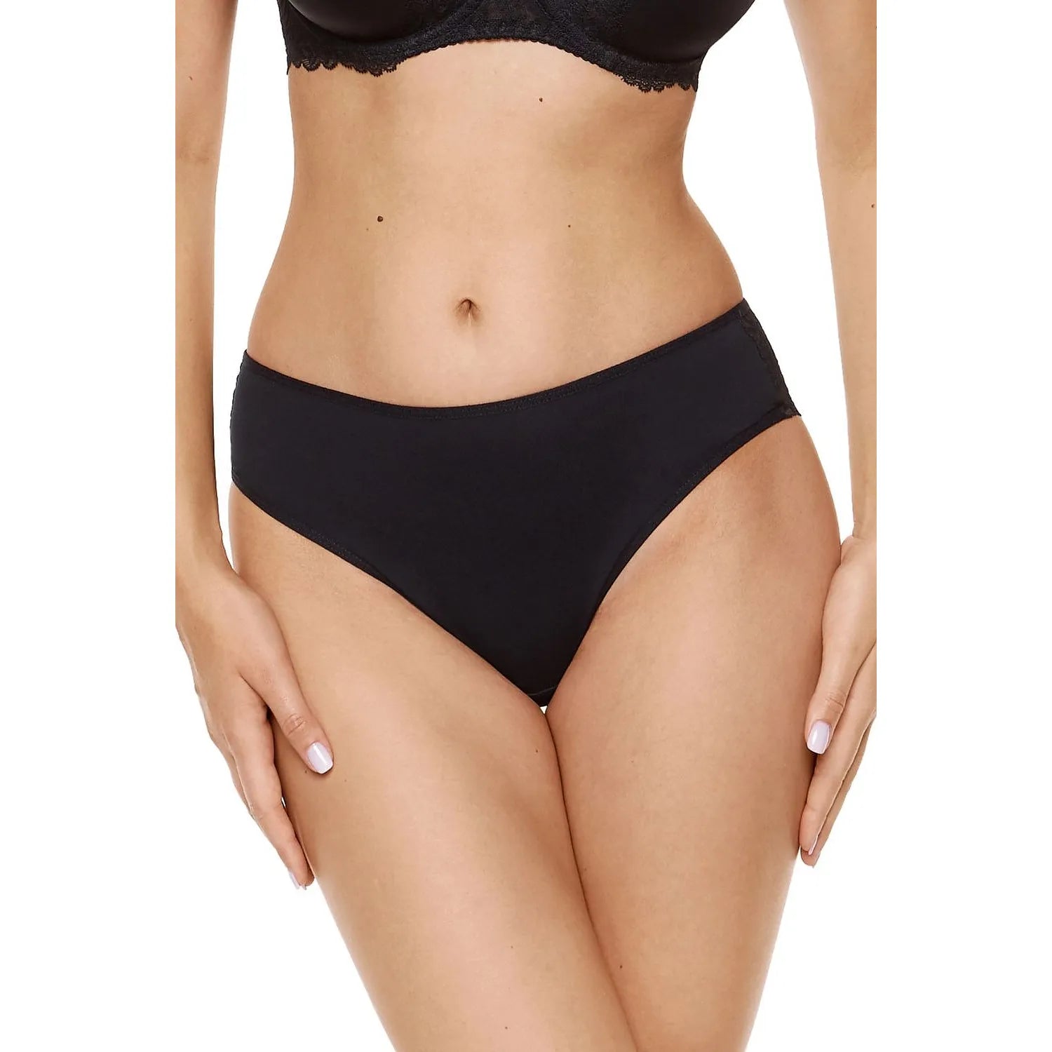 Ensemble de trois culottes coton noir avec dos dentelle, confortables, tailles 36-42, certifiées OEKO-TEX.