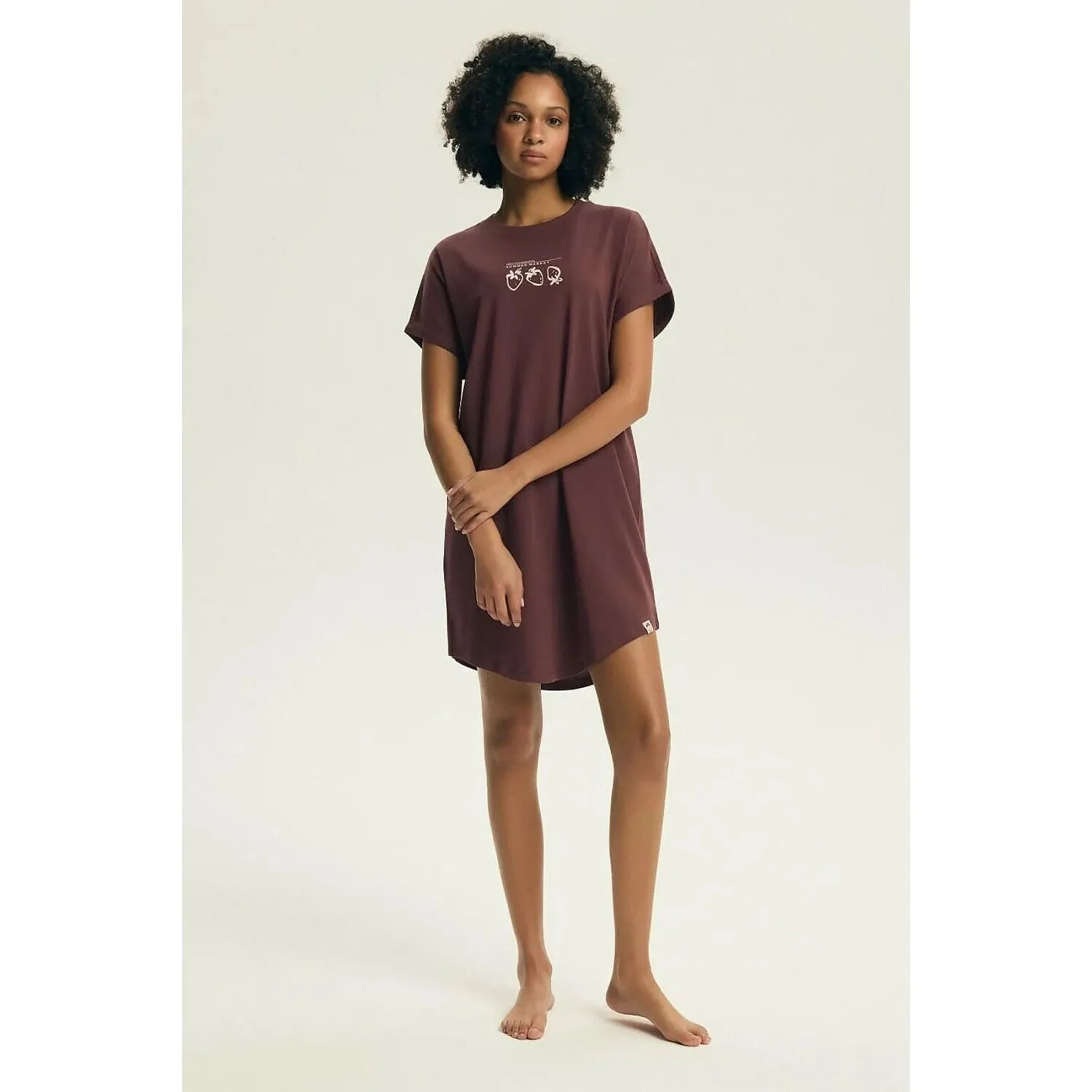 Chemise de nuit coton féminine confortable manches courtes imprimé mode Henderson