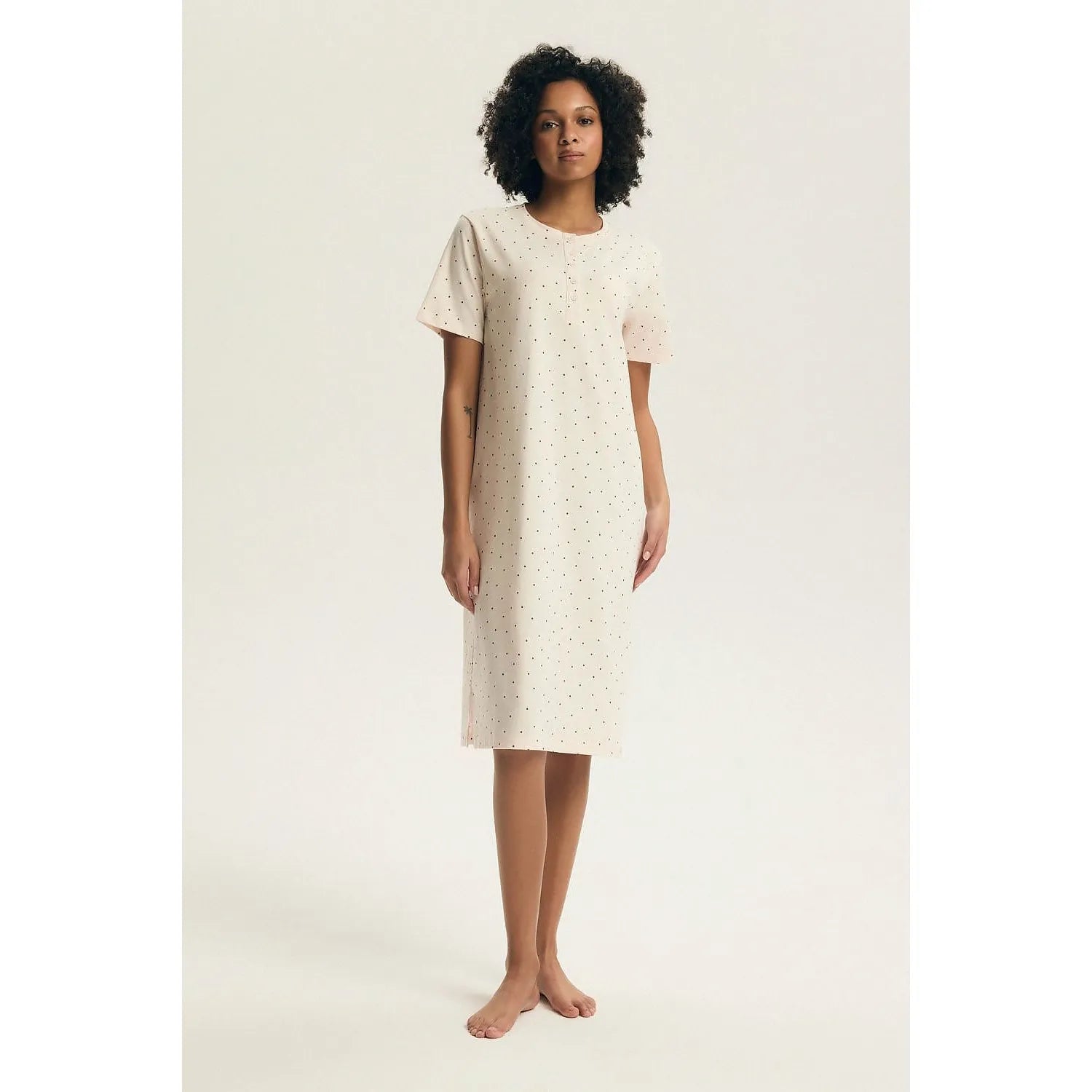 Chemise nuit coton respirant imprimé manches courtes allaitement femmes Henderson 225447