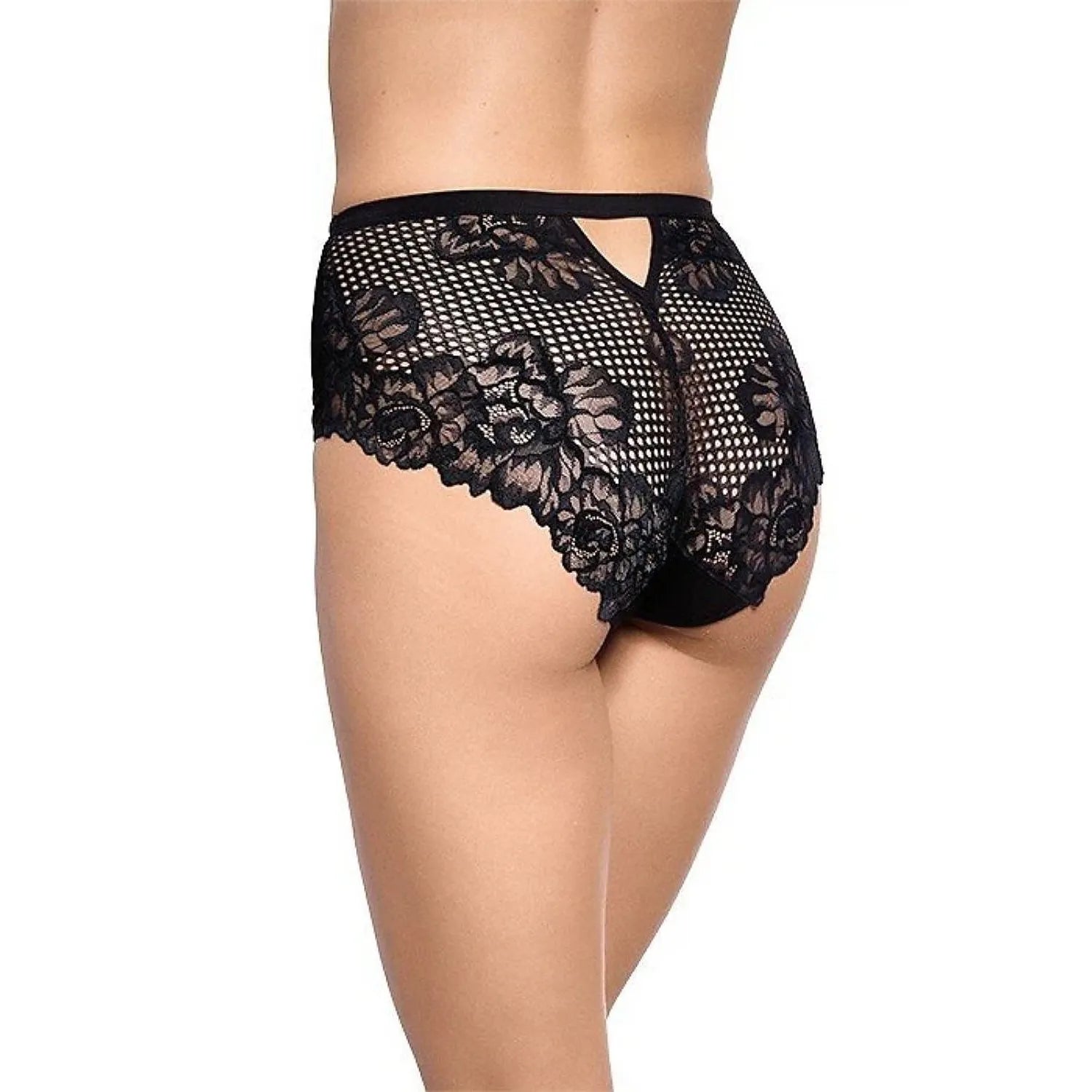 Culottes Gabidar noires en dentelle, coton élasthanne, ajustement parfait, confort quotidien, modèle 226068.