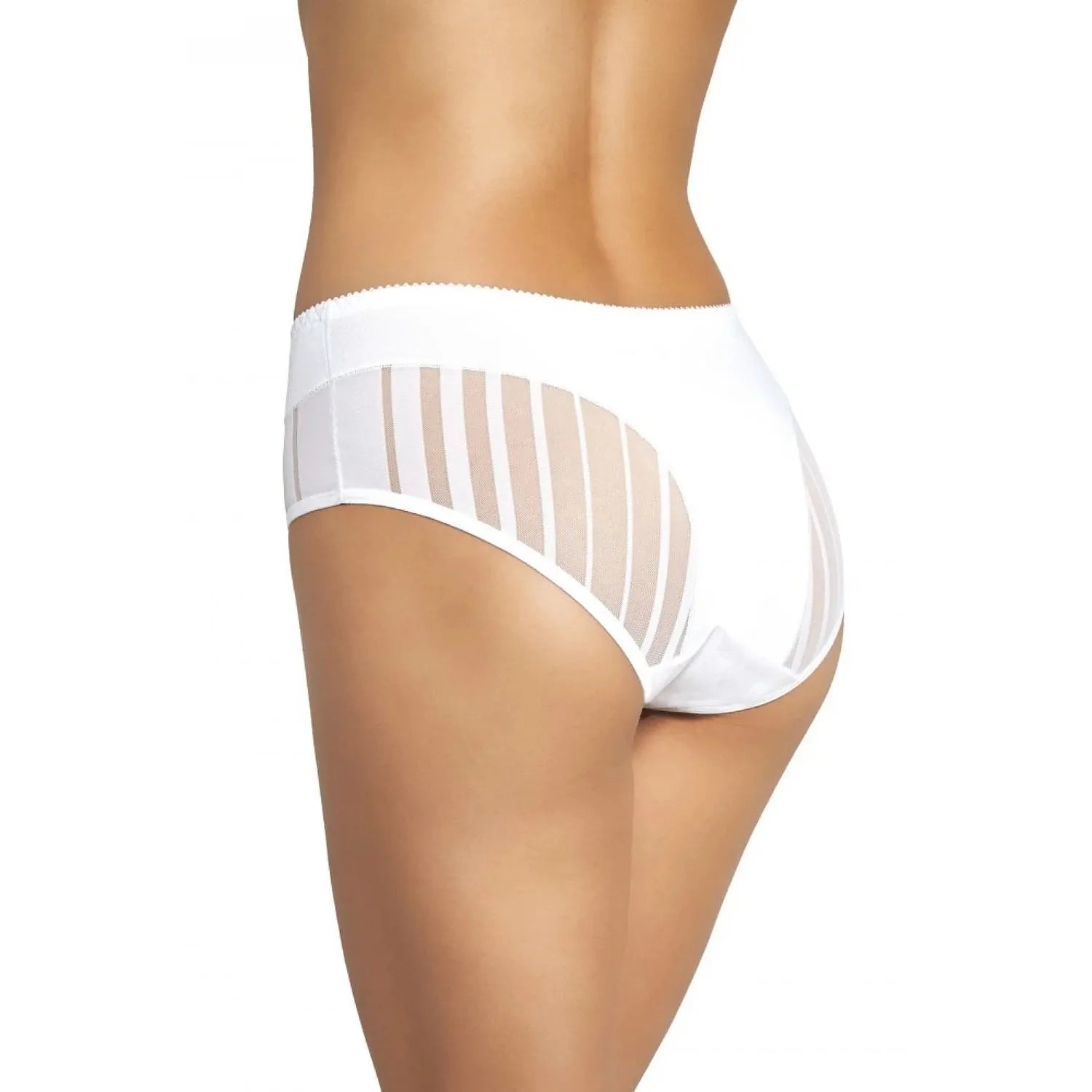 Culotte taille haute blanche Gabidar 226243, coton élasthanne, design rayé transparent, confort et élégance.